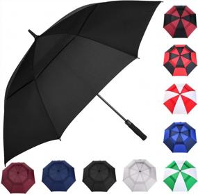 img 4 attached to Extra Large 62/68/72 Inch Automatic Open Golf Umbrella With Double Canopy Vented Design - Windproof And Waterproof For Rainy Weather