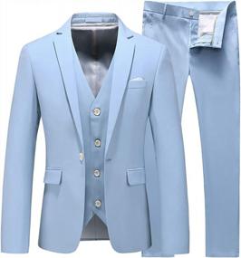 img 4 attached to Formal Men'S 3-Piece Suit In Vibrant Colors: 1-Button Tuxedo Set Ideal For Weddings, Business And More - UNINUKOO