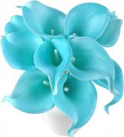 10-piece unigift realistic latex jade blue calla lily flower bouquet for weddings, parties, homes, gardens, and restaurants logo