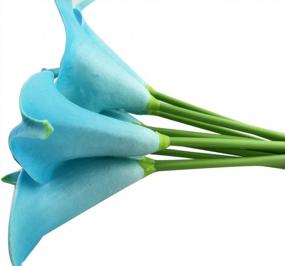 img 1 attached to Реалистичный букет цветов из латекса, нефрита, голубой каллы, лилии, 10 шт., для свадеб, вечеринок, домов, садов и ресторанов