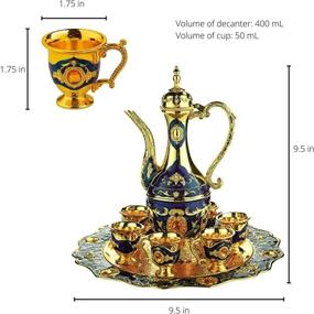 img 1 attached to Vintage Turkish Coffee Pot Set For 6 Including Tray & Teapot Silver Inserted With Swarovski Style Crystals (Blue, Small)