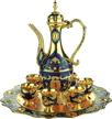 vintage turkish coffee pot set for 6 including tray & teapot silver inserted with swarovski style crystals (blue, small) logo