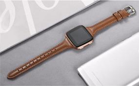 img 2 attached to bayite Genuine Leather Watch Bands for Fitbit Versa 2/Versa Lite/Versa - Stylish and Slim Replacement Straps for Women