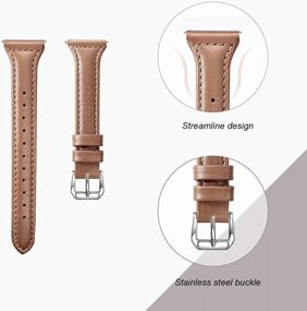 img 3 attached to bayite Genuine Leather Watch Bands for Fitbit Versa 2/Versa Lite/Versa - Stylish and Slim Replacement Straps for Women