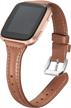 bayite genuine leather watch bands for fitbit versa 2/versa lite/versa - stylish and slim replacement straps for women logo