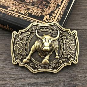 img 2 attached to Western Cowboy Men'S Belt Buckle - QUKE Longhorn Bull Rodeo Design