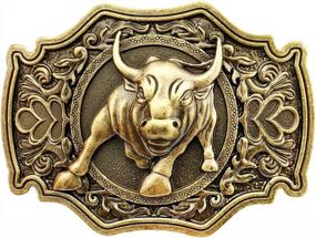 img 4 attached to Western Cowboy Men'S Belt Buckle - QUKE Longhorn Bull Rodeo Design