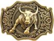 western cowboy men's belt buckle - quke longhorn bull rodeo design logo