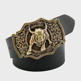 img 3 attached to Western Cowboy Men'S Belt Buckle - QUKE Longhorn Bull Rodeo Design