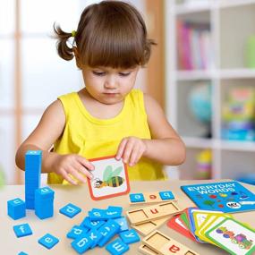 img 3 attached to 121PC Wooden Short Vowel Reading Toy Set For Kids: Montessori Learning Blocks, Sight Words Flashcards, And Spelling Tools - Perfect For 3 To 5-Year-Olds