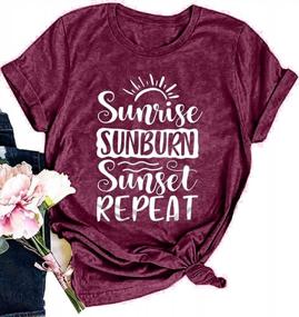 img 3 attached to Retro Graphic Country Music Women'S Tee Top With Sunrise, Sunburn And Sunset Repeat Design For Summer Vacations - Casual Short Sleeve T-Shirt
