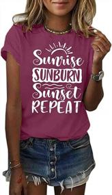 img 4 attached to Retro Graphic Country Music Women'S Tee Top With Sunrise, Sunburn And Sunset Repeat Design For Summer Vacations - Casual Short Sleeve T-Shirt