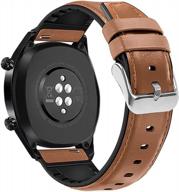 coholl compatible with huawei watch gt/gt2 46mm/gt 2e/samsung galaxy watch 46mm/galaxy watch 3 45mm/gear s3 frontier bands,22mm quick release genuine leather silicone hybrid watch strap,brown logo