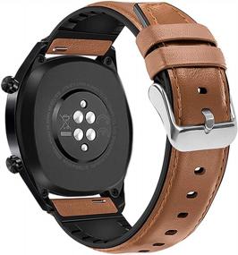 img 4 attached to COHOLL Compatible With Huawei Watch GT/GT2 46Mm/GT 2E/Samsung Galaxy Watch 46Mm/Galaxy Watch 3 45Mm/Gear S3 Frontier Bands,22Mm Quick Release Genuine Leather Silicone Hybrid Watch Strap,Brown