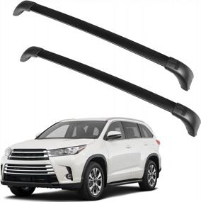 img 4 attached to 2 Black Aero Aluminum Cross Bars For Toyota Highlander Sport Utility 2014-2019 OE Style Roof Rack, Top Rail Luggage Rack Rail By FINDAUTO