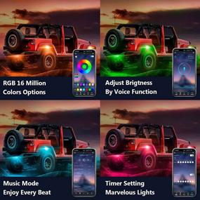 img 3 attached to JoyTutus RGB LED Rock Lights 4 Pods With App/RF Remote Control, 60LEDs Multicolor Underglow Light Music Timing Mode Neon Exterior Lighting Kit Replacement For Wrangler JK JL TJ & Gladiator 1996 - 2021