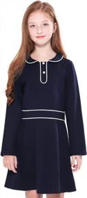 img 4 attached to Kids Girls School Uniform Navy Pleated Peter Pan Jumper Dress Sundress 3-12Y