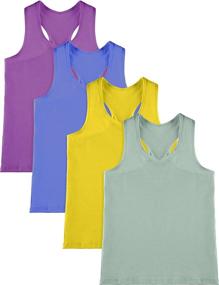 img 4 attached to SATINIOR Sleeveless Gymnastics Greenish Blue Numeric_13 Girls' Clothing in Active