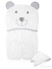 img 3 attached to LazyCozy Premium Baby Towel with Hood and Washcloth Gift Set - Soft Bamboo Bath Towel for Boys, Girls, or Newborns - White, 41x27 inches: Ultimate Shower Gift!