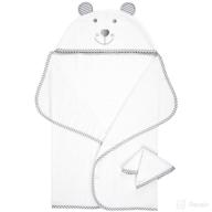 lazycozy premium baby towel with hood and washcloth gift set - soft bamboo bath towel for boys, girls, or newborns - white, 41x27 inches: ultimate shower gift! logo