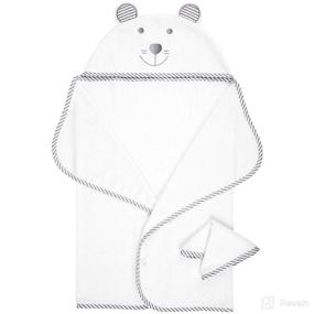 img 4 attached to LazyCozy Premium Baby Towel with Hood and Washcloth Gift Set - Soft Bamboo Bath Towel for Boys, Girls, or Newborns - White, 41x27 inches: Ultimate Shower Gift!