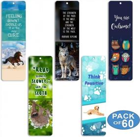 img 3 attached to Get Wild With Creanoso Animal Bookmarks - 60 Pack Of Dog, Horse, Owl, Sloth, And Wolf Bookmarks For Book-Lovers Of All Ages!