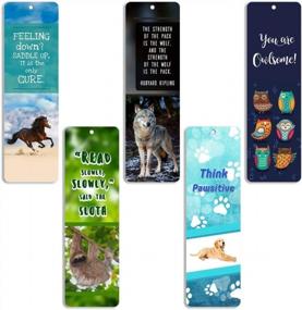 img 4 attached to Get Wild With Creanoso Animal Bookmarks - 60 Pack Of Dog, Horse, Owl, Sloth, And Wolf Bookmarks For Book-Lovers Of All Ages!