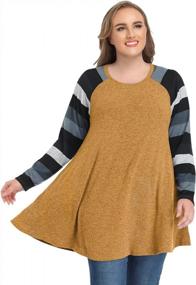 img 2 attached to Plus Size Pullover Sweaters For Women: JollieLovin Striped Patchwork Tunic Tops With Pockets