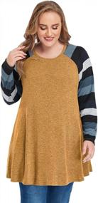 img 1 attached to Plus Size Pullover Sweaters For Women: JollieLovin Striped Patchwork Tunic Tops With Pockets