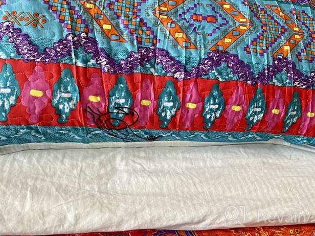 img 1 attached to 🌸 FlySheep Colorful Boho Quilt Set: Bohemian Butterfly Pink n Blue Floral Bedspread/Coverlet for Summer - 92x90 inches review by Joaquin Bennett