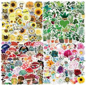 img 4 attached to Flower Sunflower Green Leaf Mushroom Stickers 200 PCS Vinyl Waterproof Stickers For Laptop,Skateboard,Water Bottles,Computer,Phone,Guitar, Plants Stickers For Kids Adult Teens (Flower Stickers)