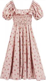 img 1 attached to Women'S Summer Floral Print Vintage Ruffles Puff Sleeves Midi Dress