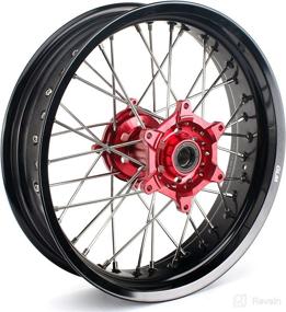 img 3 attached to 🏍️ TARAZON 17-Inch & 17-Inch Supermoto Wheel Set with Red Hubs and Black Rims for Honda CRF250R (2004-2013), CRF450R (2002-2012), CRF250X (2004-2016), CRF450X (2004-2016), CR125R, CR250R (2002-2013) - Front and Rear Wheels