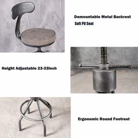 img 2 attached to Industrial Bar Stools Set Of 2 Swivel Pu Leather Seat Kitchen Island Dining Chairs Office Guest Stool Counter Bar Height Adjustable 24-34Inch With Backrest
