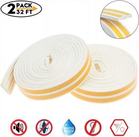 img 4 attached to 2Pack 32Ft Window Seal Strip: Self-Adhesive Foam Weatherproof Door Sound Insulation Gap Blocker Epdm (E Type White)