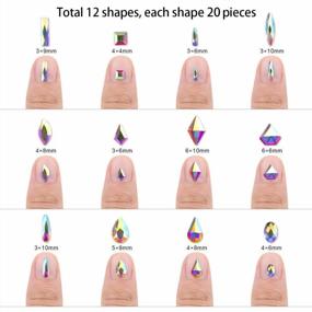 img 3 attached to 240 Piece Multi Shapes Crystal AB Rhinestones Set - 12 Styles FlatBack Nail Crystals Gems For Nails Art 3D Decorations (1728 Pcs Total)