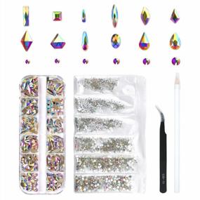 img 4 attached to 240 Piece Multi Shapes Crystal AB Rhinestones Set - 12 Styles FlatBack Nail Crystals Gems For Nails Art 3D Decorations (1728 Pcs Total)