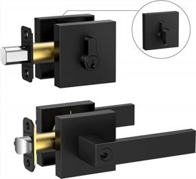 img 4 attached to Heavy Duty Black Door Handle And Deadbolt Combo Set For Secure Entrance