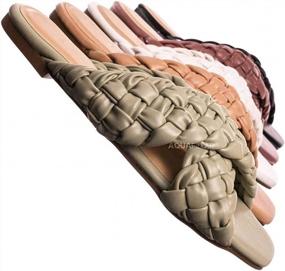 img 4 attached to Womens' Trendy Thick Braided Woven Slides: Fashionable And Comfortable Open-Toe Slip-On Mules
