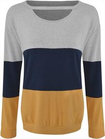 img 1 attached to Women'S Color Block Long Sleeve Tunic Top Crew Neck Cutout Choker Blouse Casual Loose Sweatshirt