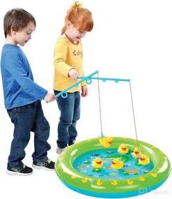 img 4 attached to 🦆 Kovot Inflatable Duck Fishing Pond: Indoor/Outdoor Water Toy Game with 2 Fishing Poles and 6 Floating Ducks
