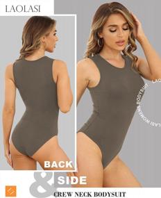 img 1 attached to Women'S Slim Fit Crew Neck Sleeveless Bodysuit Basic Tank Top Shirt - LAOLASI