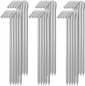 img 4 attached to Heavy-Duty Galvanized Metal Stakes For Outdoor Garden And Camping - MySit 9" Tent Stakes Garden Staples 30 Pack