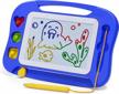 colorful erasable magnetic drawing board for kids with magnet pen, stamps, and travel toy, ideal birthday gift and educational learning toy for toddlers, blue by sgile logo