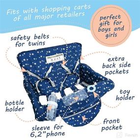 img 1 attached to 3v2j Double Shopping Cart Cover: Supreme Protection for Twin Babies in Wholesale & Warehouse Grocery Trolleys, Flod'in Bag, Blue Star Design, Machine Washable
