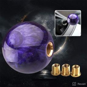 img 4 attached to 🚗 Universal Car Shift Knob Adapter- Purple Acrylic Marble Style Round Ball Gear Shift Knob, Suitable for Most Transmission Vehicles