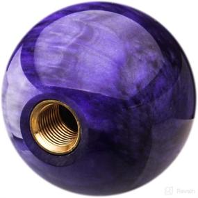 img 2 attached to 🚗 Universal Car Shift Knob Adapter- Purple Acrylic Marble Style Round Ball Gear Shift Knob, Suitable for Most Transmission Vehicles