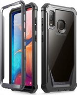 shockproof galaxy a20/a30 case with built-in screen protector - poetic guardian series black/clear logo