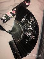 img 1 attached to Folding Hand Fan For Women - Chinese Japanese Vintage Bamboo Silk Foldable Hot Flash Church Decoration EDM Music Festival Dance Party Performance Gift (Sexy Black White) review by Frank Ridl