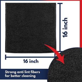 img 3 attached to USANOOKS Microfiber Cleaning Cloth - 12Pcs (16x16 inch) High Performance - 1200 Washes, 🧽 Ultra Absorbent Car Towels Trapping Grime &amp; Liquid for Streak-Free Mirror Shine, Scratch-Proof - (Black)